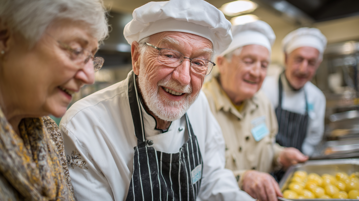 Seniori bucurându-se de o masă sănătoasă