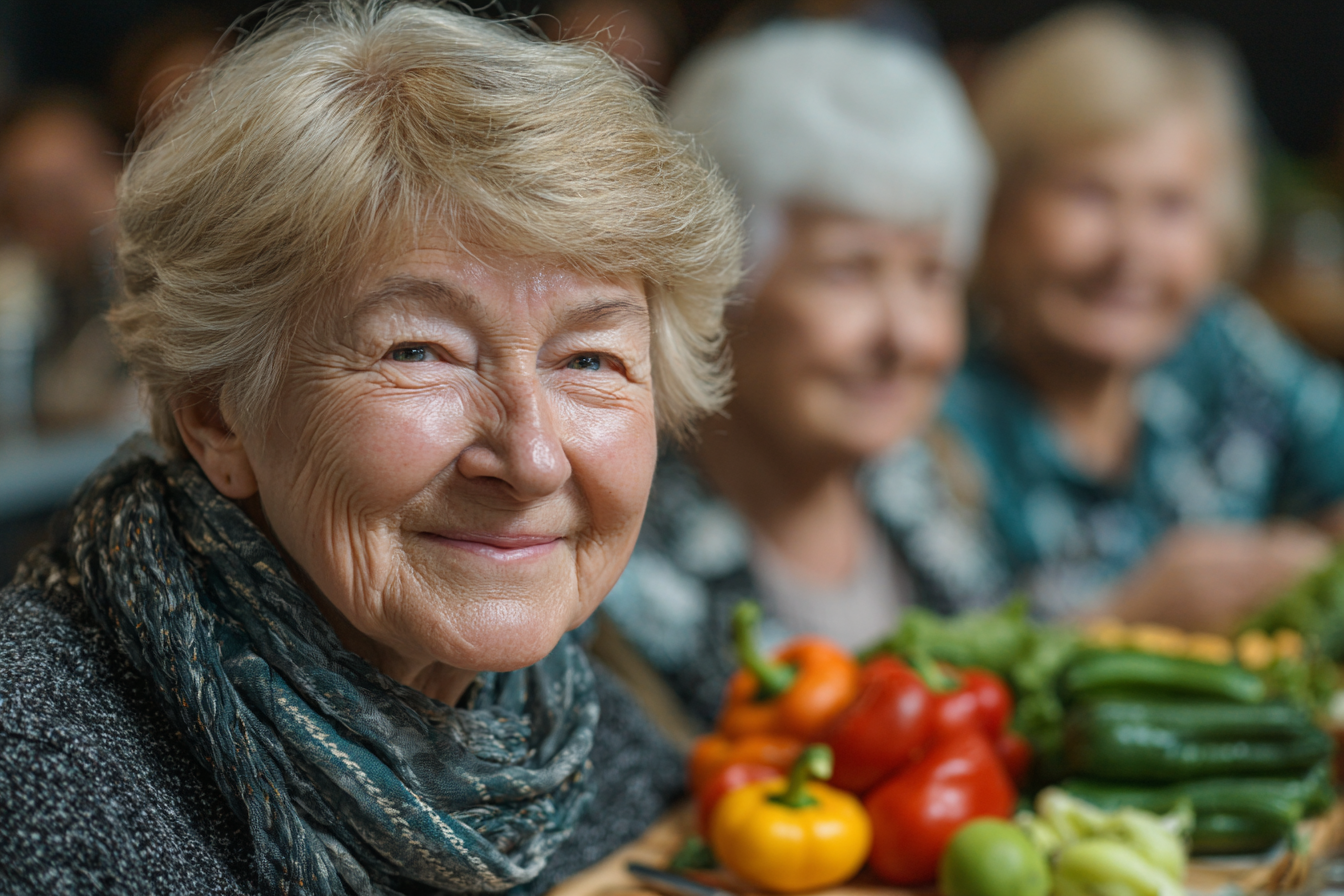 Echipa de nutriționiști consultând un senior